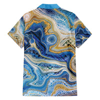 Polynesian Tribal Tattoo Family Matching Short Sleeve Bodycon Dress and Hawaiian Shirt Swirling Ocean Marble Pattern