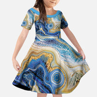 Polynesian Tribal Tattoo Family Matching Summer Maxi Dress and Hawaiian Shirt Swirling Ocean Marble Pattern