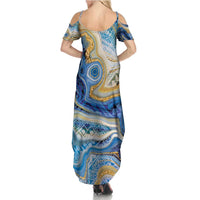 Polynesian Tribal Tattoo Family Matching Summer Maxi Dress and Hawaiian Shirt Swirling Ocean Marble Pattern