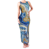 Polynesian Tribal Tattoo Family Matching Tank Maxi Dress and Hawaiian Shirt Swirling Ocean Marble Pattern