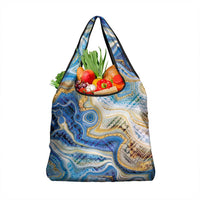Polynesian Tribal Tattoo Grocery Bag Swirling Ocean Marble Pattern