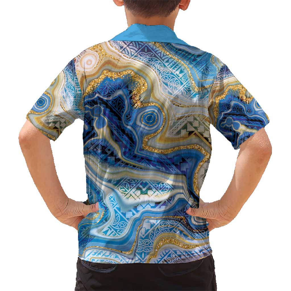 Polynesian Tribal Tattoo Hawaiian Shirt Swirling Ocean Marble Pattern