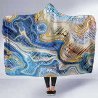 Polynesian Tribal Tattoo Hooded Blanket Swirling Ocean Marble Pattern