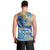 Polynesian Tribal Tattoo Men Tank Top Swirling Ocean Marble Pattern