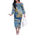 Polynesian Tribal Tattoo Off The Shoulder Long Sleeve Dress Swirling Ocean Marble Pattern