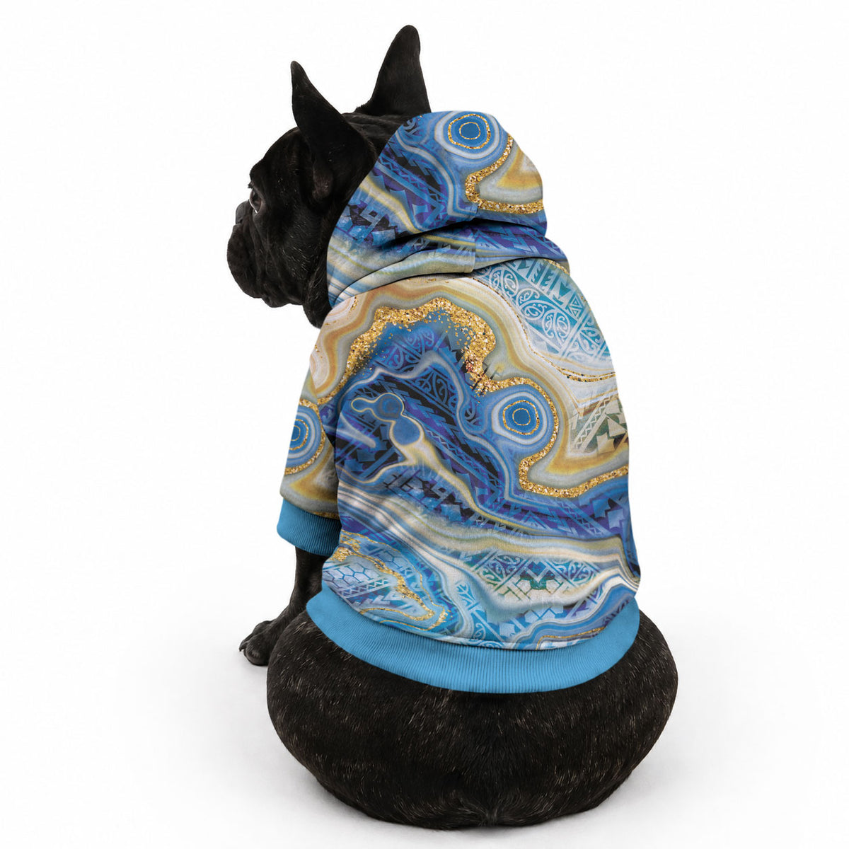 Polynesian Tribal Tattoo Pet Hoodie Swirling Ocean Marble Pattern LT9 - Polynesian Pride