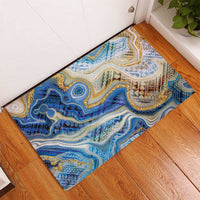 Polynesian Tribal Tattoo Rubber Doormat Swirling Ocean Marble Pattern