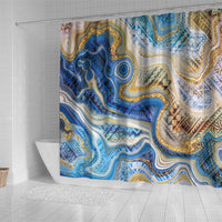 Polynesian Tribal Tattoo Shower Curtain Swirling Ocean Marble Pattern