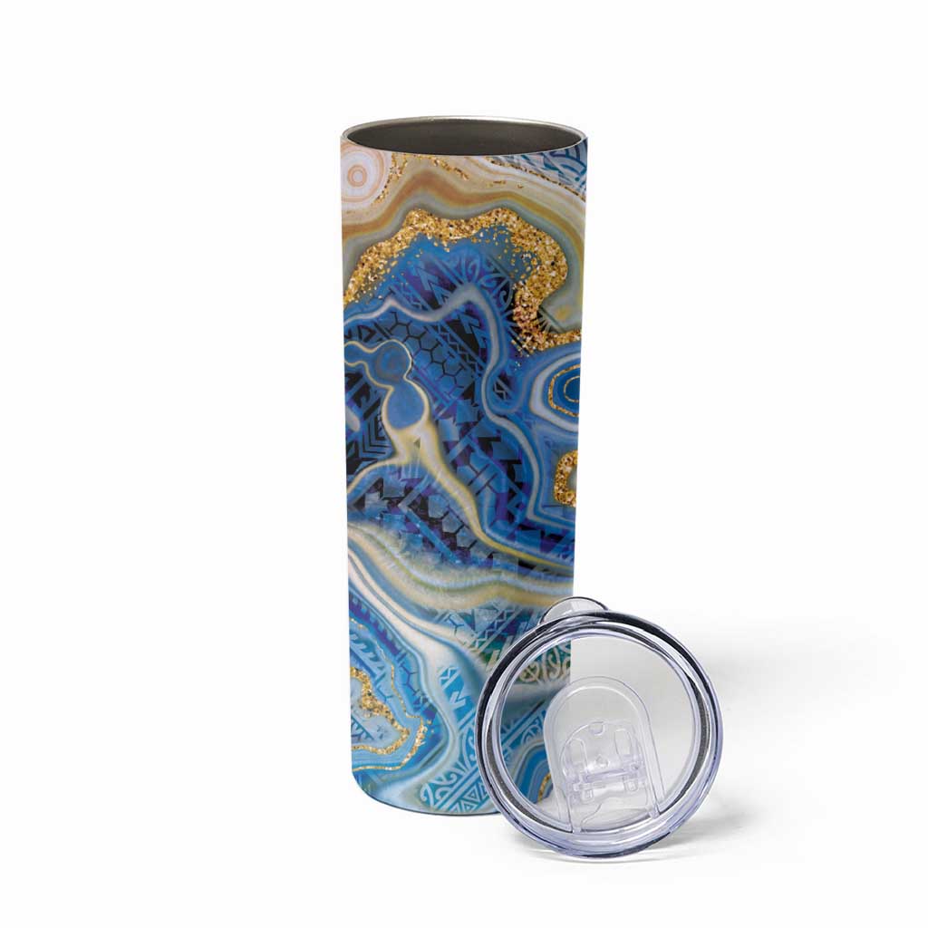 Polynesian Tribal Tattoo Skinny Tumbler Swirling Ocean Marble Pattern LT9 - Polynesian Pride