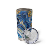 Polynesian Tribal Tattoo Tumbler Cup Swirling Ocean Marble Pattern