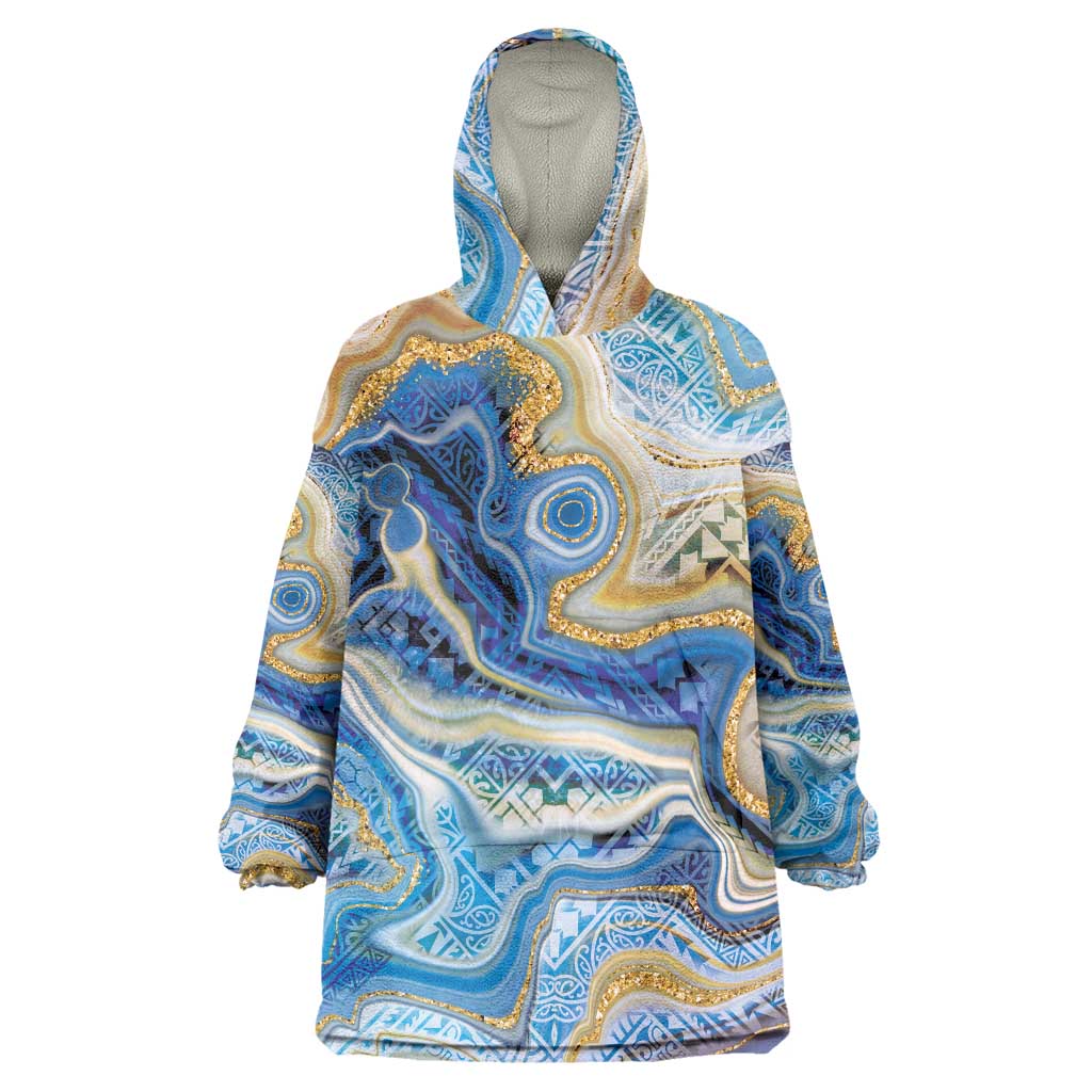 Polynesian Tribal Tattoo Wearable Blanket Hoodie Swirling Ocean Marble Pattern