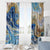 Polynesian Tribal Tattoo Window Curtain Swirling Ocean Marble Pattern