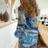 Polynesian Tribal Tattoo Women Casual Shirt Swirling Ocean Marble Pattern LT9 - Polynesian Pride