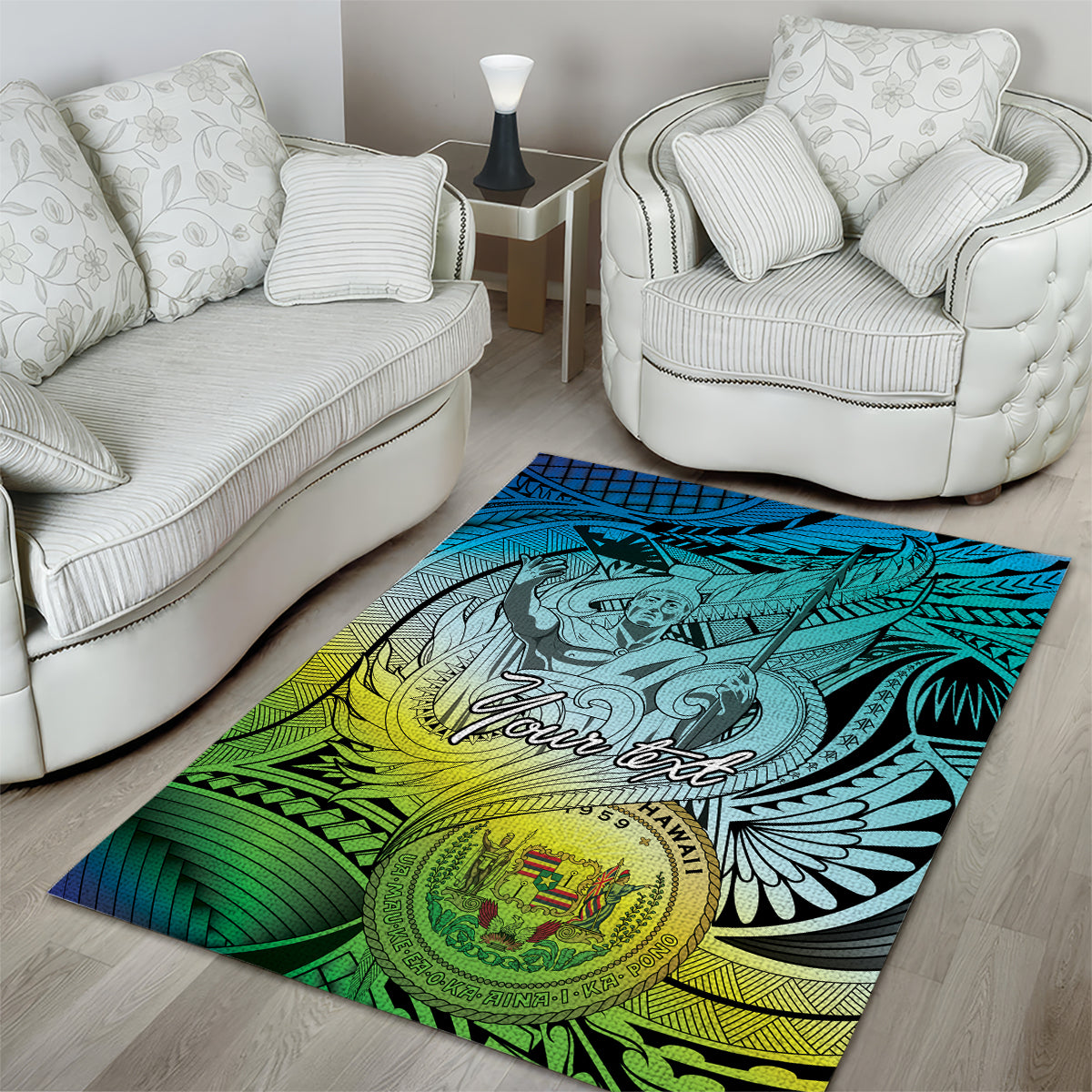 Personalised Aloha King Kamehameha Spirits Area Rug Art Special