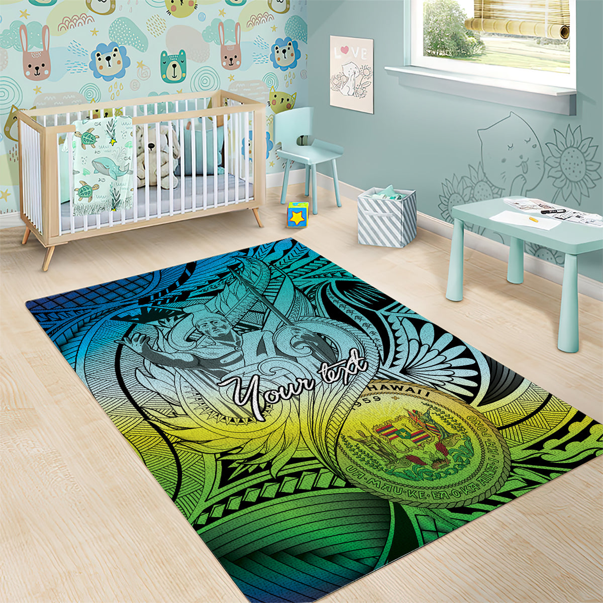 Personalised Aloha King Kamehameha Spirits Area Rug Art Special