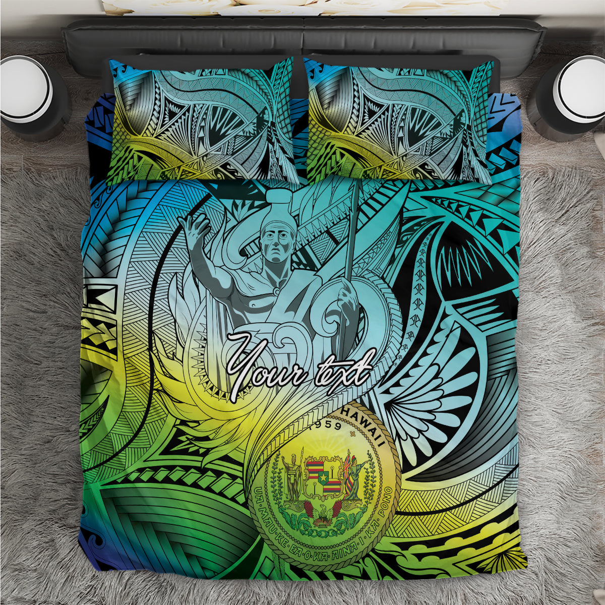 Personalised Aloha King Kamehameha Spirits Bedding Set Art Special