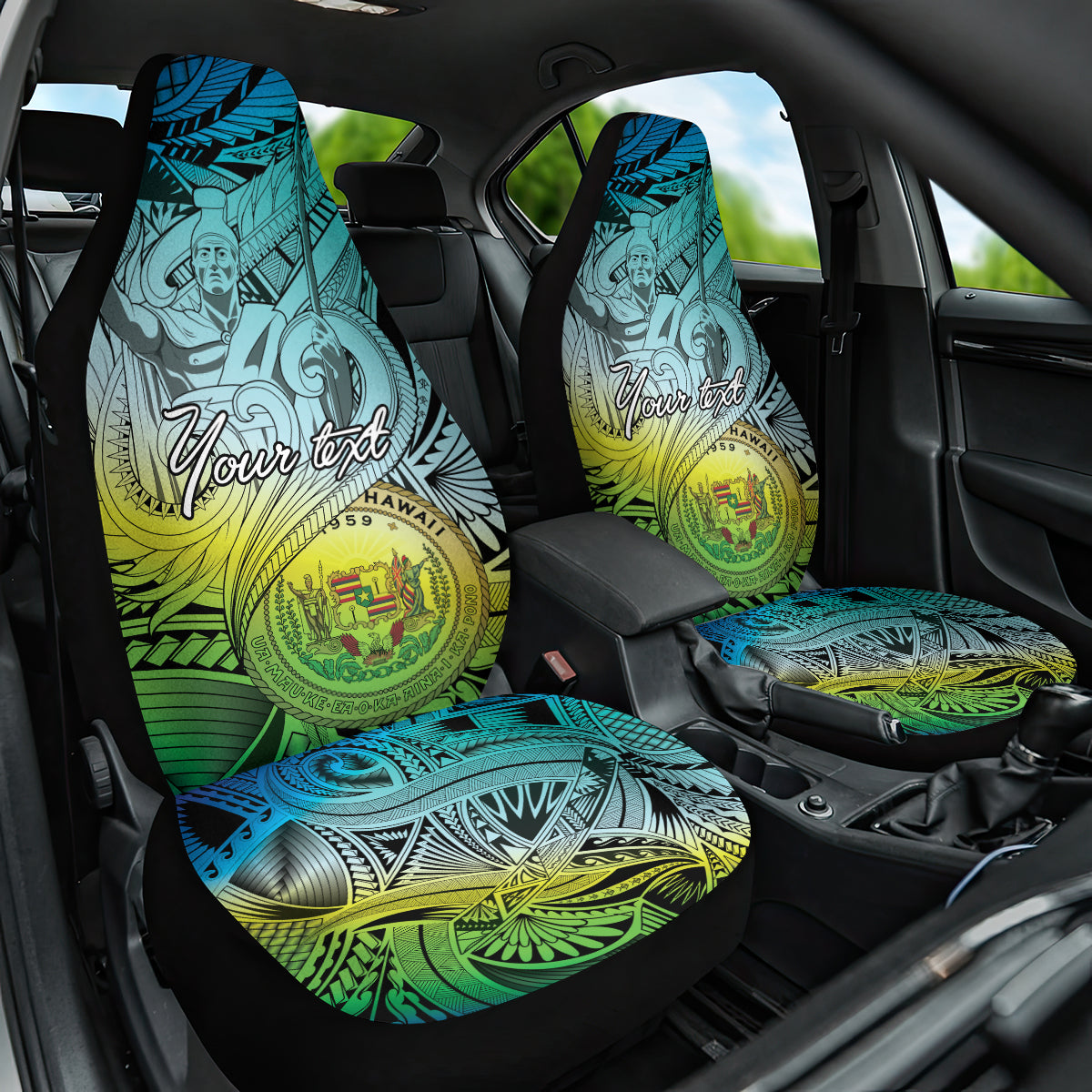 Personalised Aloha King Kamehameha Spirits Car Seat Cover Art Special