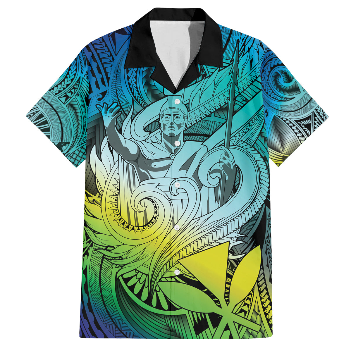 Personalised Aloha King Kamehameha Spirits Family Matching Long Sleeve Bodycon Dress and Hawaiian Shirt Art Special LT9 Dad's Shirt - Short Sleeve Art - Polynesian Pride