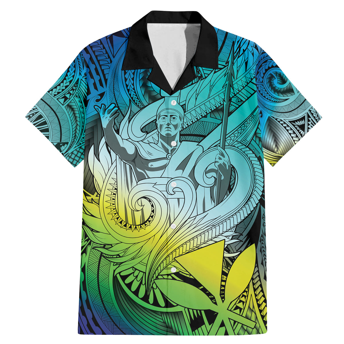 Personalised Aloha King Kamehameha Spirits Family Matching Mermaid Dress and Hawaiian Shirt Art Special LT9 Dad's Shirt - Short Sleeve Art - Polynesian Pride