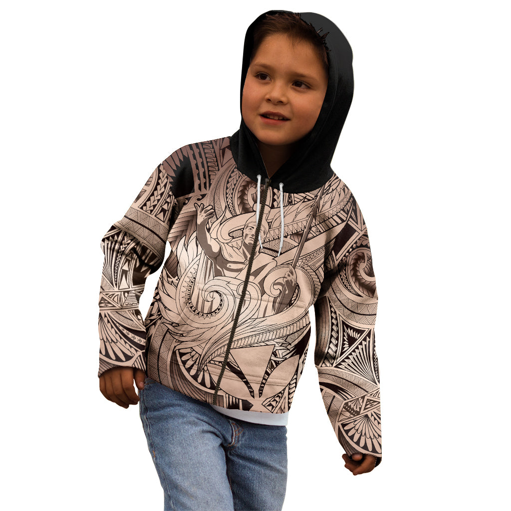 Personalised Aloha King Kamehameha Spirits Kid Hoodie Beige Special LT9 - Polynesian Pride