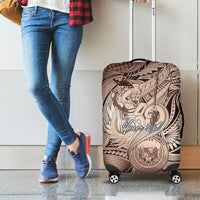 Personalised Aloha King Kamehameha Spirits Luggage Cover Beige Special LT9 - Polynesian Pride