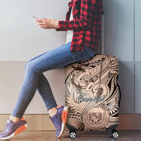 Personalised Aloha King Kamehameha Spirits Luggage Cover Beige Special LT9 - Polynesian Pride