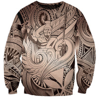 Personalised Aloha King Kamehameha Spirits Sweatshirt Beige Special LT9 Unisex Beige - Polynesian Pride