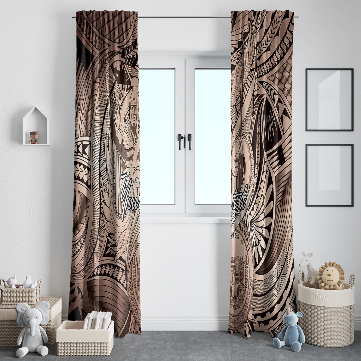 Personalised Aloha King Kamehameha Spirits Window Curtain Beige Special