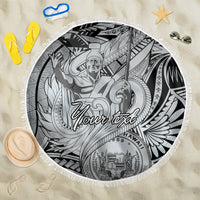 Personalised Aloha King Kamehameha Spirits Beach Blanket Grey Special