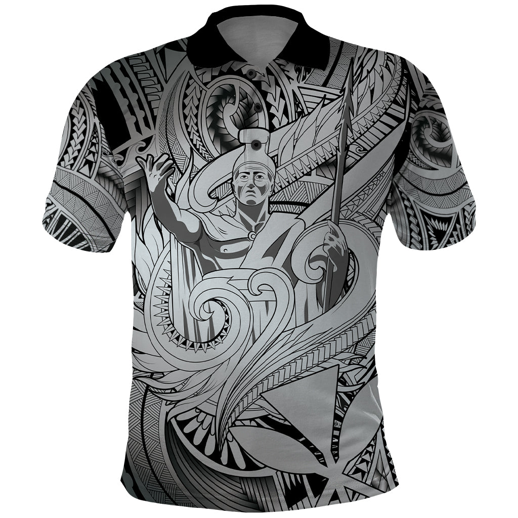 Personalised Aloha King Kamehameha Spirits Polo Shirt Grey Special LT9 Grey - Polynesian Pride