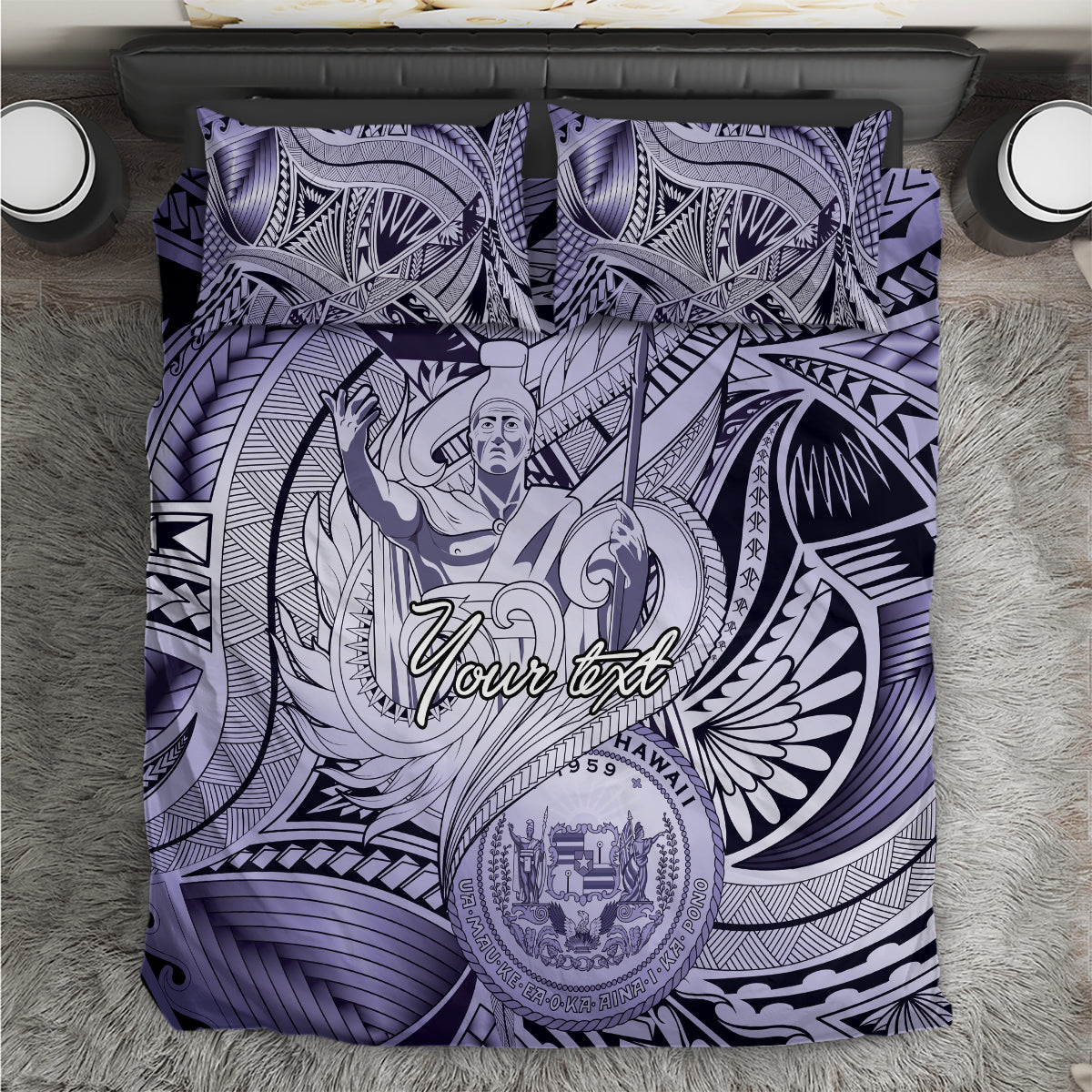 Personalised Aloha King Kamehameha Spirits Bedding Set Violet Special