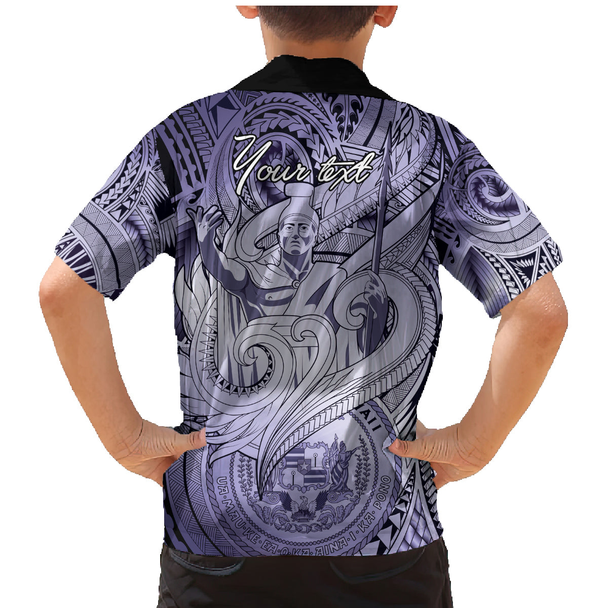 Personalised Aloha King Kamehameha Spirits Family Matching Mermaid Dress and Hawaiian Shirt Violet Special LT9 - Polynesian Pride