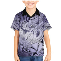 Personalised Aloha King Kamehameha Spirits Family Matching Mermaid Dress and Hawaiian Shirt Violet Special LT9 Son's Shirt Violet - Polynesian Pride