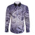 Personalised Aloha King Kamehameha Spirits Family Matching Off Shoulder Short Dress and Hawaiian Shirt Violet Special LT9 Dad's Shirt - Long Sleeve Violet - Polynesian Pride