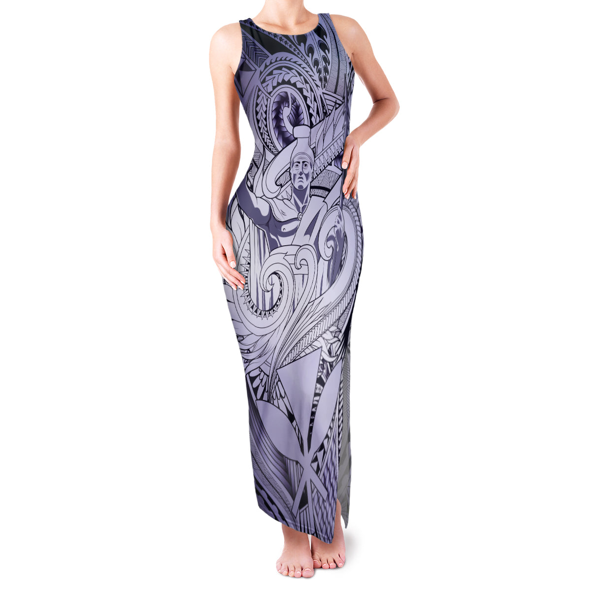 Personalised Aloha King Kamehameha Spirits Family Matching Tank Maxi Dress and Hawaiian Shirt Violet Special LT9 Mom's Dress Violet - Polynesian Pride