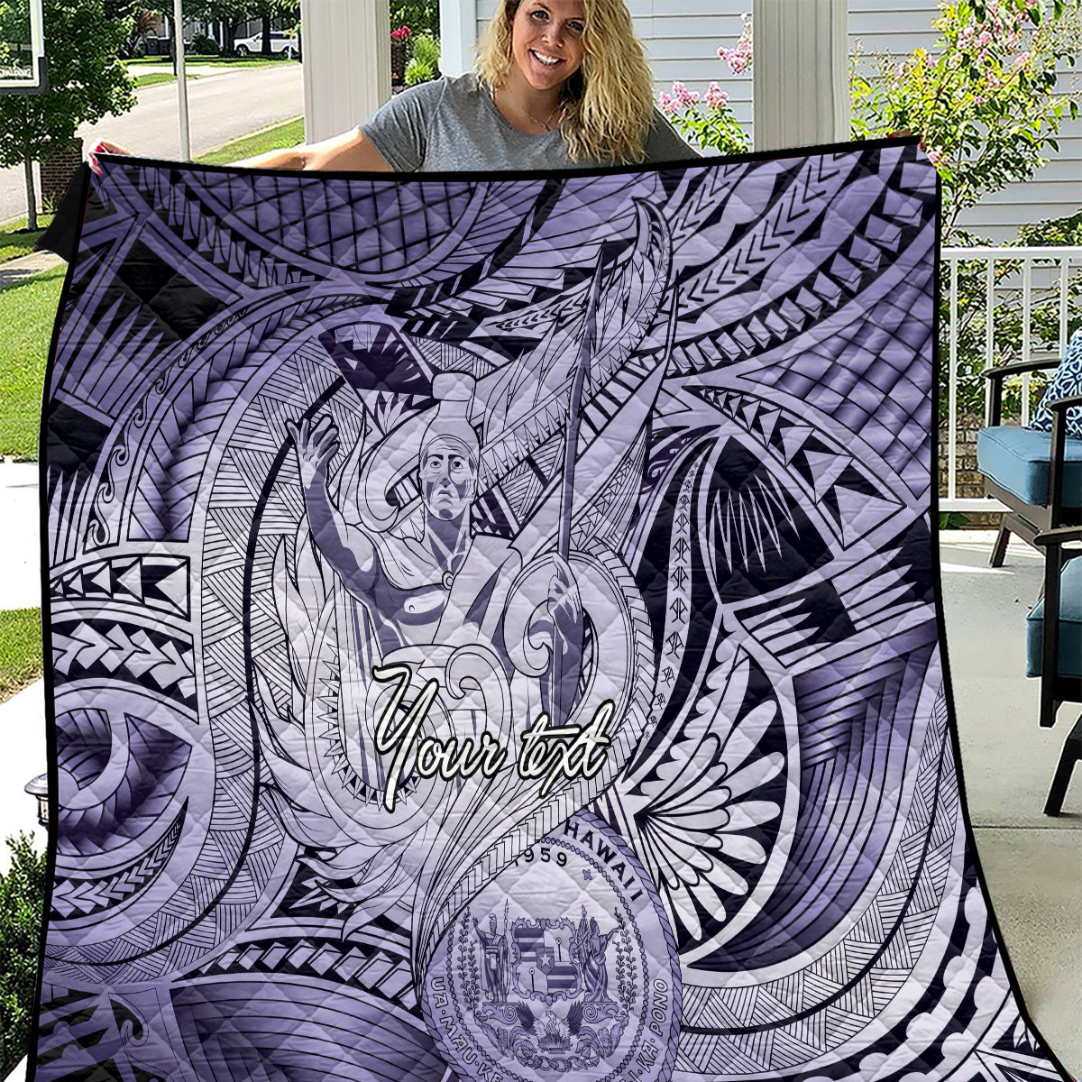 Personalised Aloha King Kamehameha Spirits Quilt Violet Special LT9 Violet - Polynesian Pride