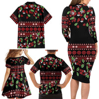 Fiji Masi Bula Tagimoucia Flowers Family Matching Long Sleeve Bodycon Dress and Hawaiian Shirt