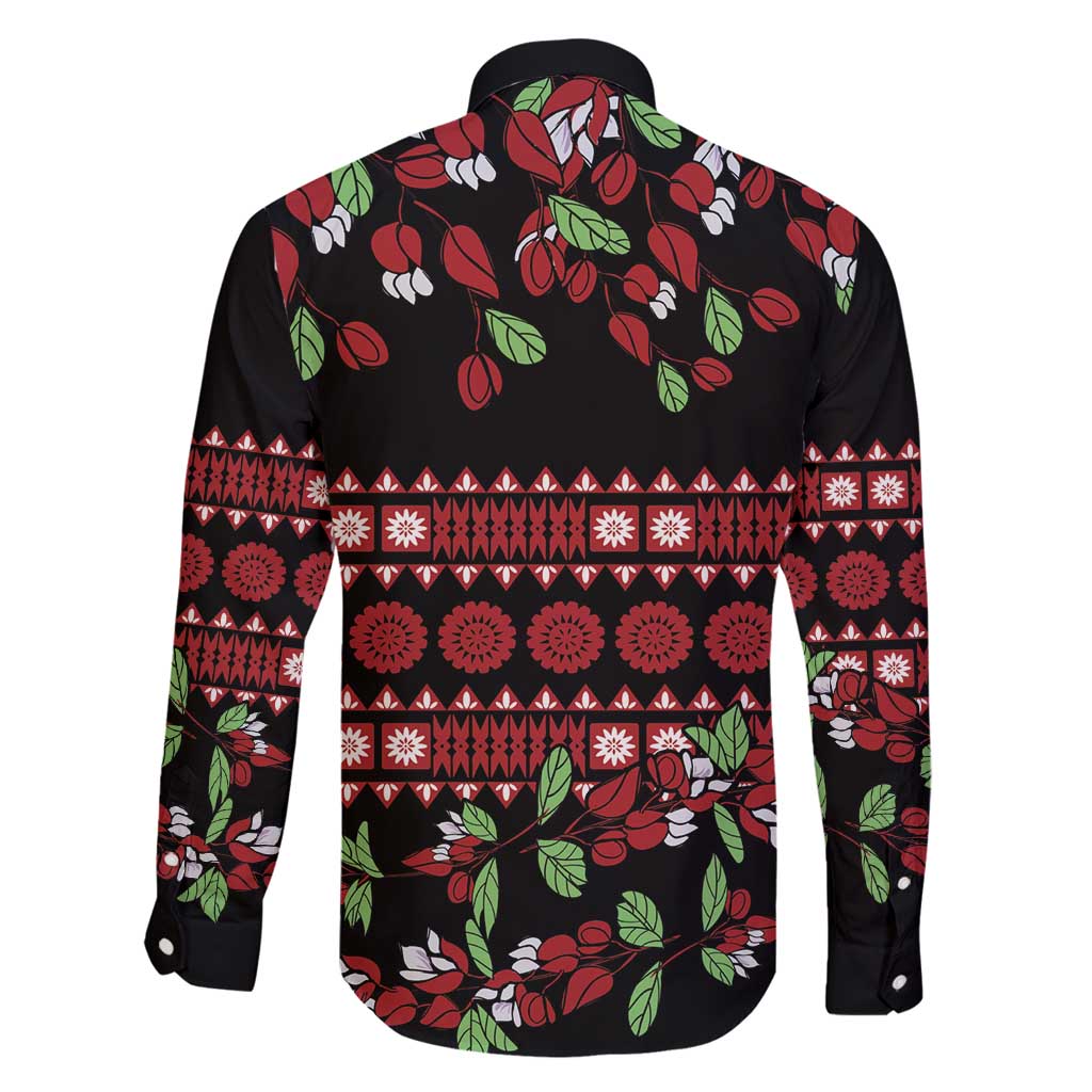 Fiji Masi Bula Tagimoucia Flowers Family Matching Long Sleeve Bodycon Dress and Hawaiian Shirt