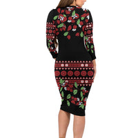 Fiji Masi Bula Tagimoucia Flowers Family Matching Long Sleeve Bodycon Dress and Hawaiian Shirt