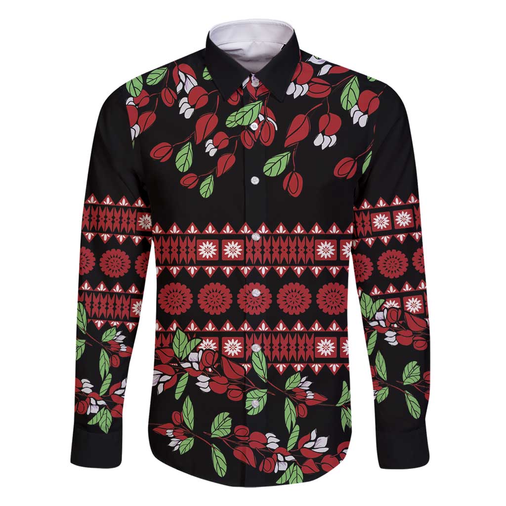 Fiji Masi Bula Tagimoucia Flowers Family Matching Off Shoulder Maxi Dress and Hawaiian Shirt