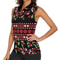 Fiji Masi Bula Tagimoucia Flowers Women Sleeveless Polo Shirt