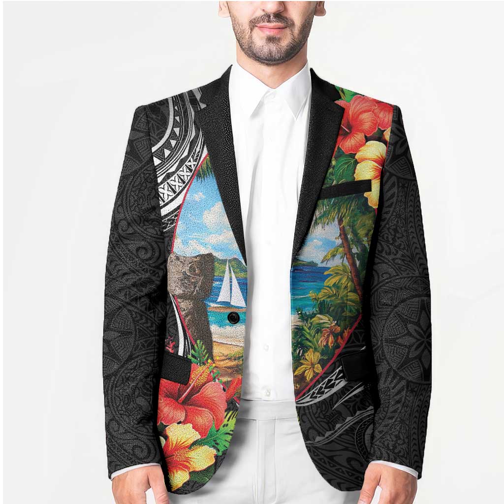 Hafa Adai Guam Blazer Guahan Seal Chamorro Stones Tribal - Polynesian Pride