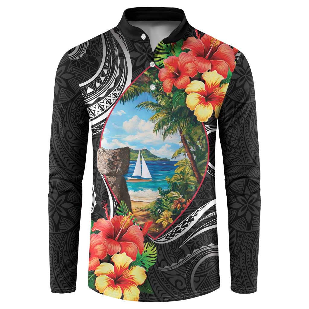 Hafa Adai Guam Button Sweatshirt Guahan Seal Chamorro Stones Tribal