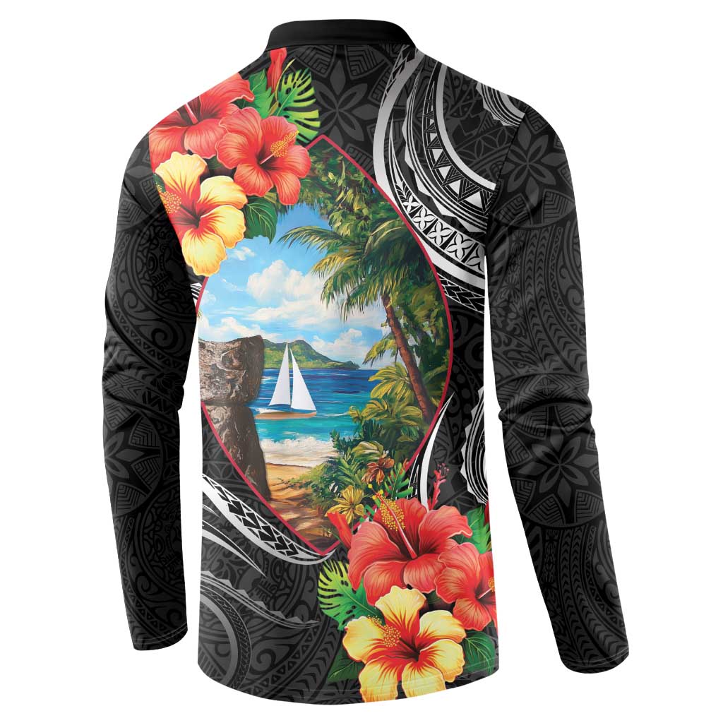 Hafa Adai Guam Button Sweatshirt Guahan Seal Chamorro Stones Tribal