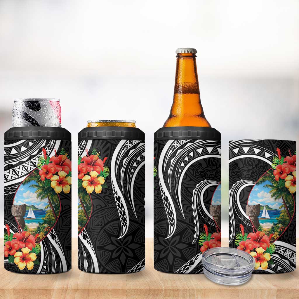 Hafa Adai Guam 4 in 1 Can Cooler Tumbler Guahan Seal Chamorro Stones Tribal