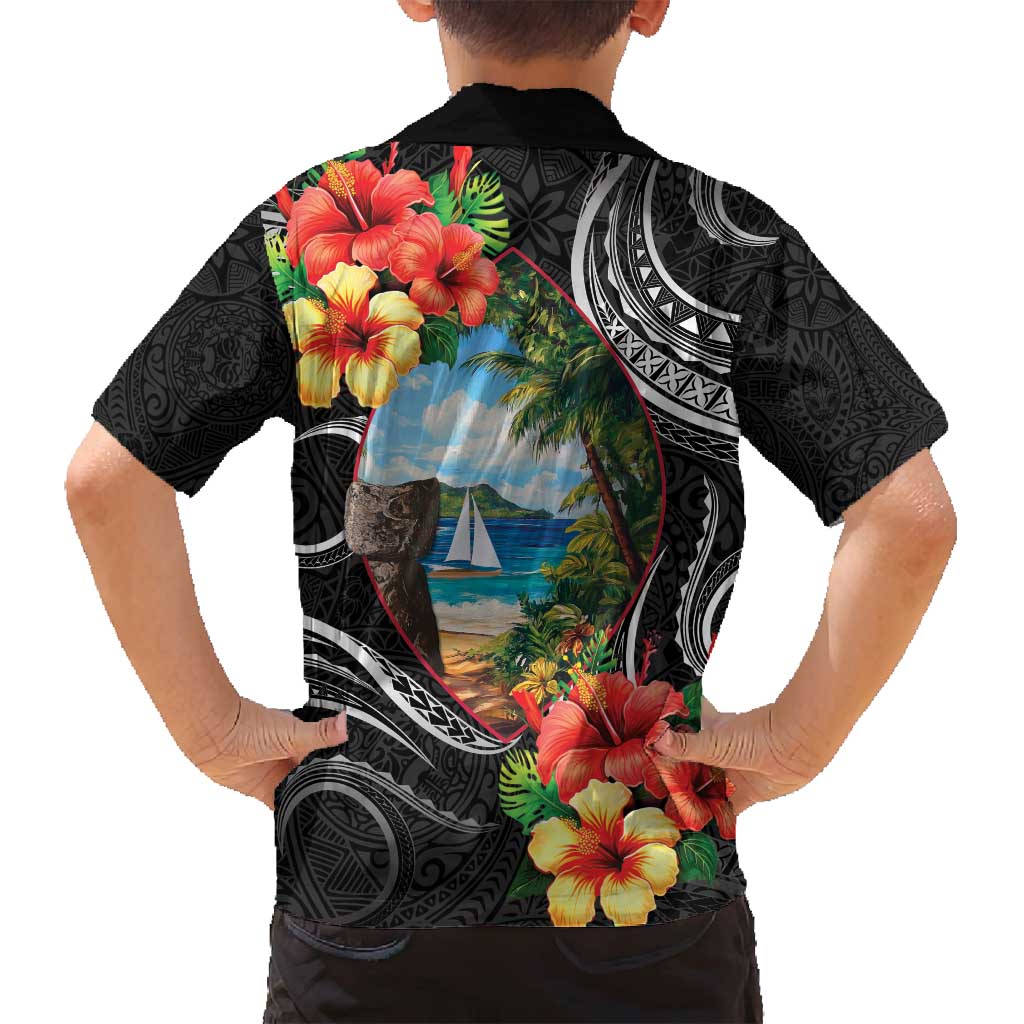 Hafa Adai Guam Family Matching Long Sleeve Bodycon Dress and Hawaiian Shirt Guahan Seal Chamorro Stones Tribal LT9 - Polynesian Pride
