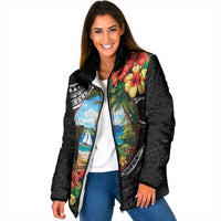Hafa Adai Guam Padded Jacket Guahan Seal Chamorro Stones Tribal - Polynesian Pride
