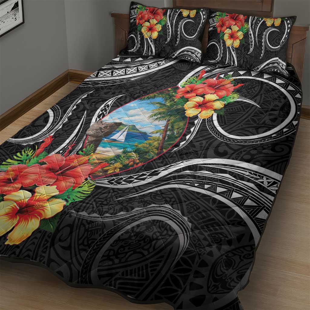 Hafa Adai Guam Quilt Bed Set Guahan Seal Chamorro Stones Tribal