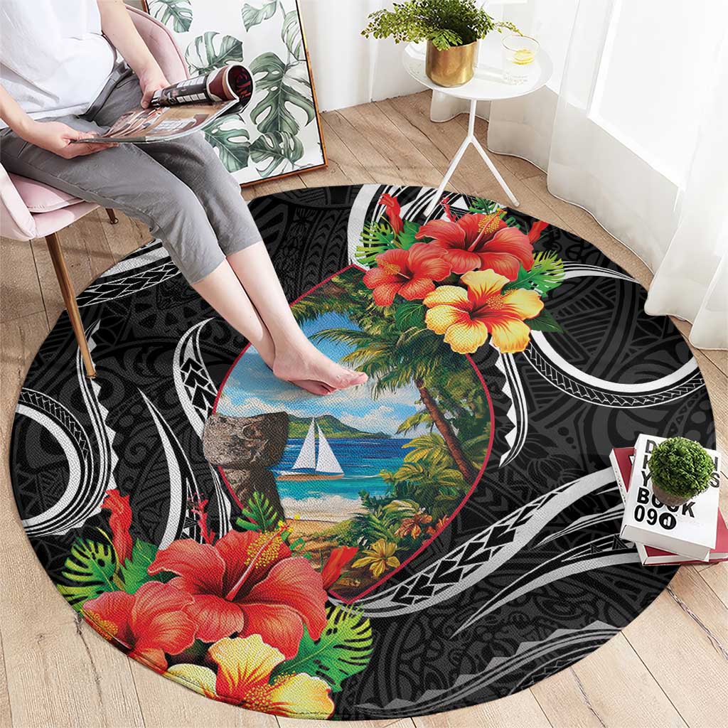 Hafa Adai Guam Round Carpet Guahan Seal Chamorro Stones Tribal