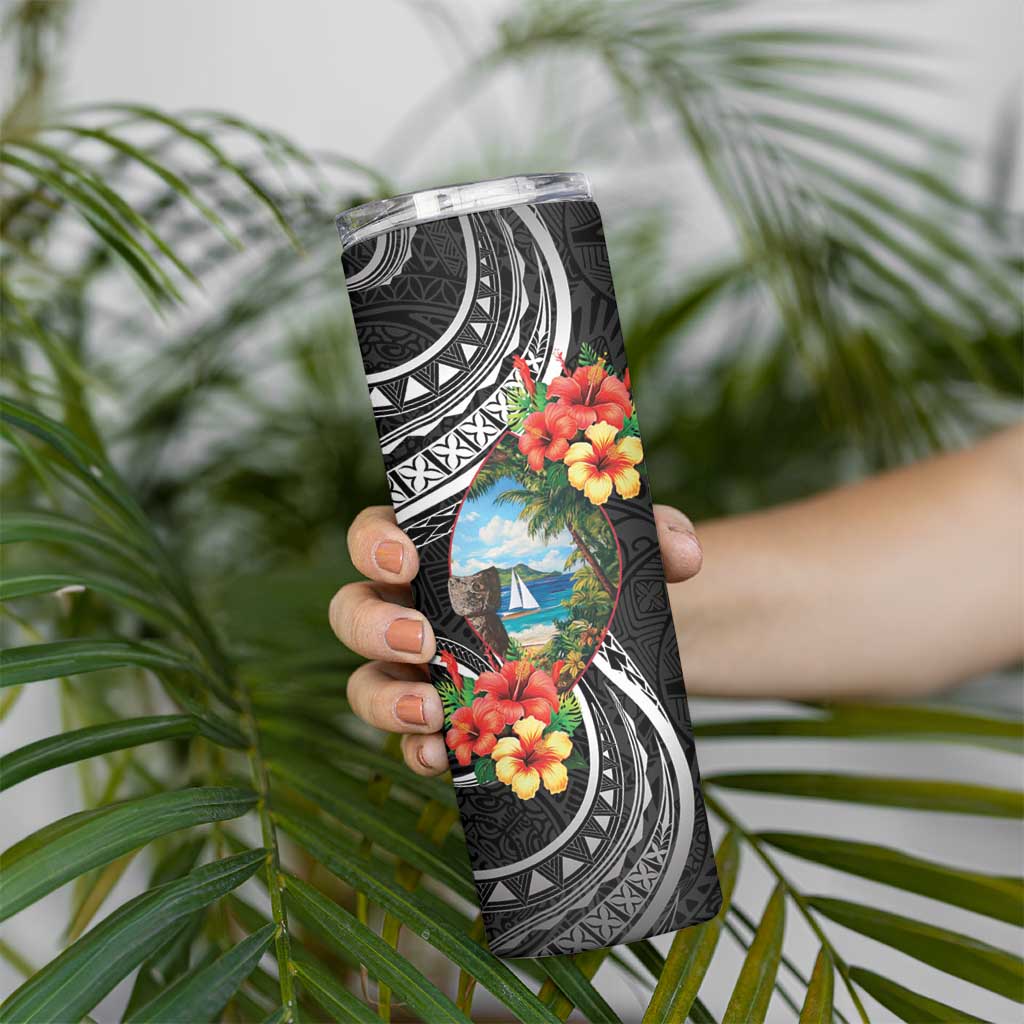 Hafa Adai Guam Skinny Tumbler Guahan Seal Chamorro Stones Tribal